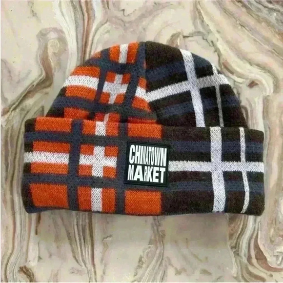 Chinatown Market X Smiley Originals- Plaid Unisex Beanie -O/S - EUC! Like New! - Picture 3 of 6
